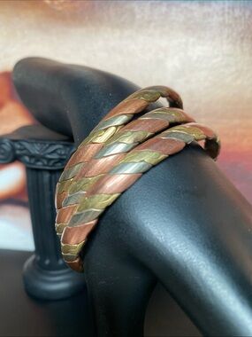 Nepal Tibet Silver Copper Brass Cuff Bracelets Set of 3 Pattern 3